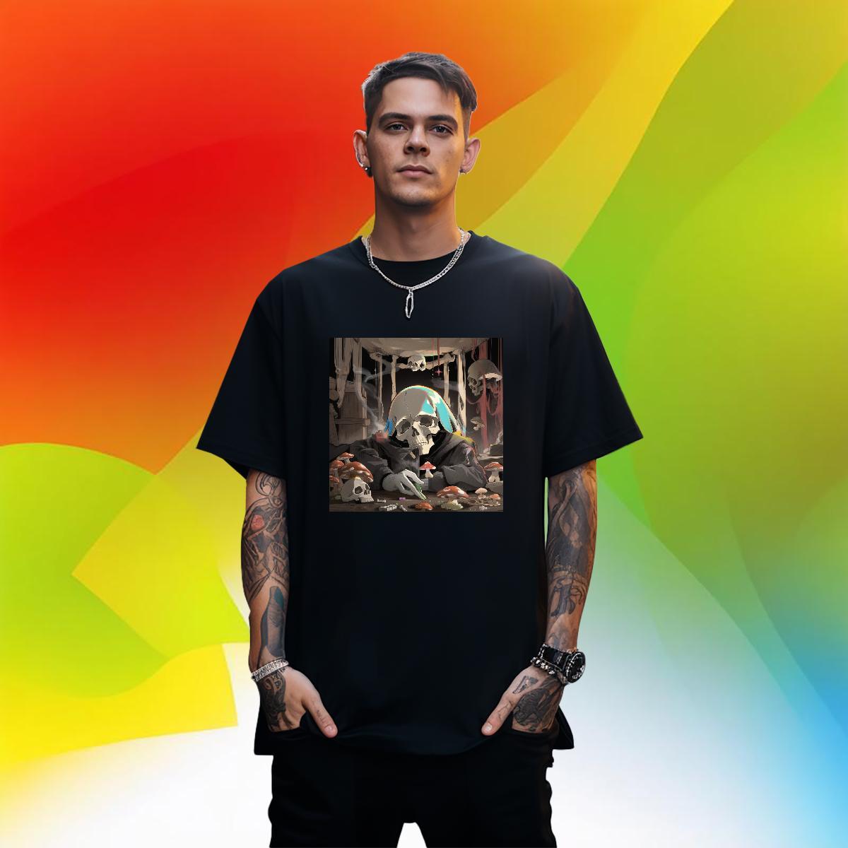 Designer Man T Shirts skull Tshirts 230g 100% Cotton High Street Hip Hop Free Shipping Custom Anime Breathable Crew Neck Men Clothes T-Shirt