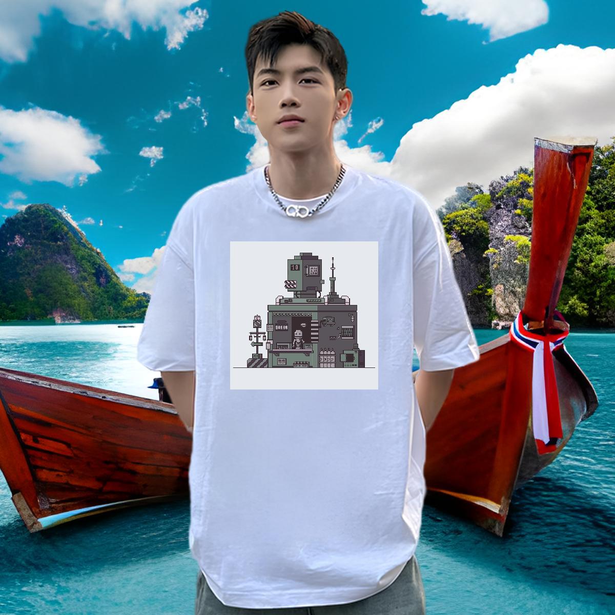 Casual New Men T Shirts robot Clothings 230g 100% Cotton Hip Hop Cool Custom Print Plus Size Short Sleeve O-Neck Men Clothes T-Shirt