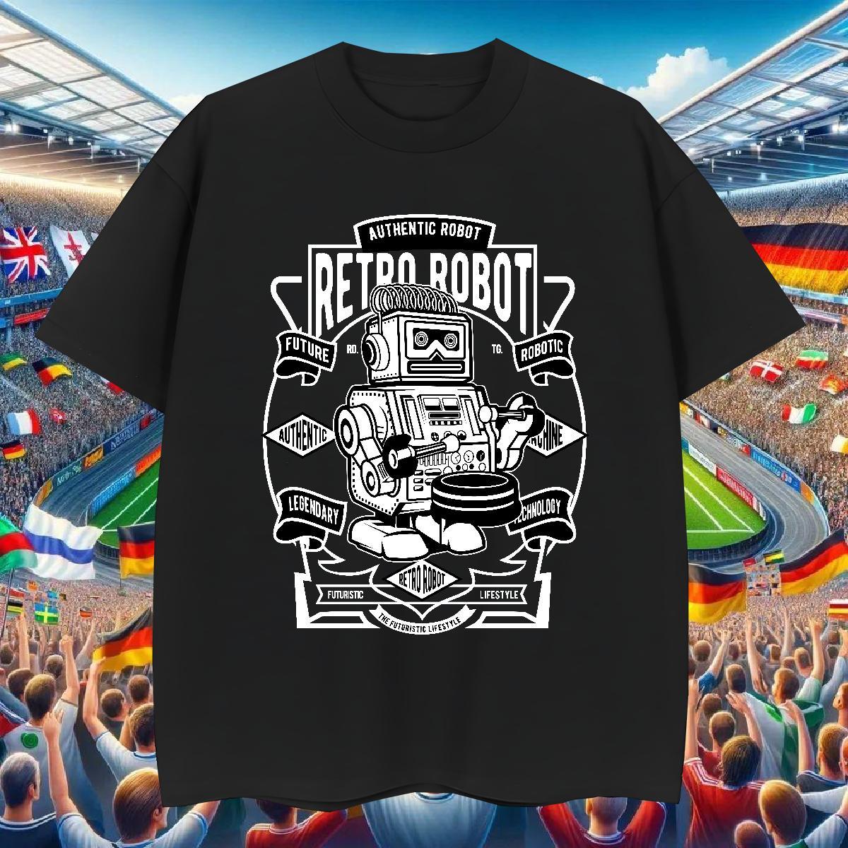 Custom T shirt robot Clothings 230g Cotton Daily Wear Cool Custom Printing O Neck Short Sleeves Tshirt for Man Woman