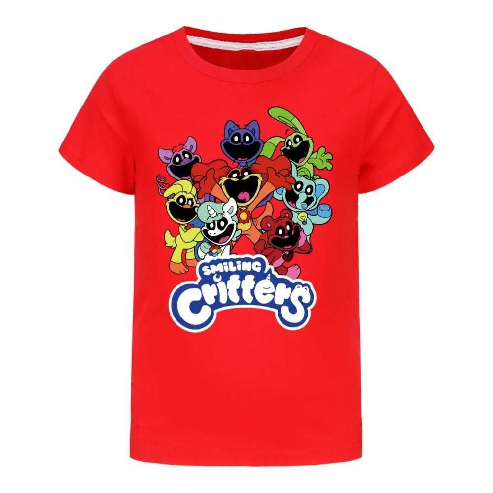 2-16Y 2024 Summer Smile Baby Clothing Childrens Short sleeved Top Youth Boys Cotton T-shirt Baby Girls Cat Napping T-shirtW240718