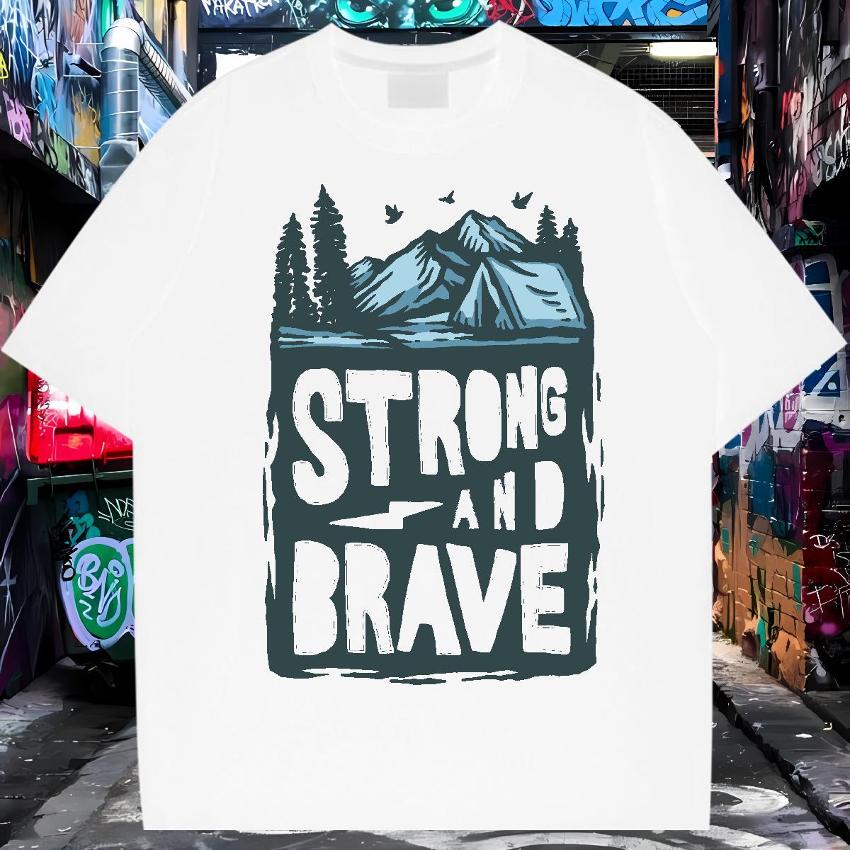 Brand T-Shirts mountains Tops Tees 230g Cotton Hip Hop Soft Cartoon Printing L-4XL Breathable Short Sleeve Tshirt for Man Woman