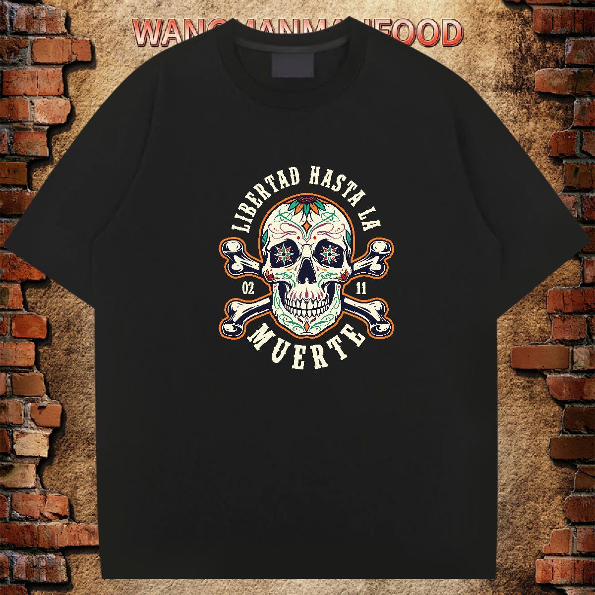 Factory Direct T-Shirts for Men skull Tees 230g Cotton Street Casual Cool DIY Breathable Short Sleeve Couples T Shirts