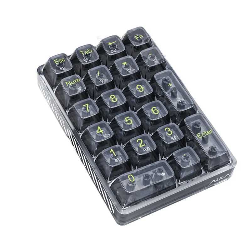 AULA F21 Transparent Number Keyboard 21 Key 3 Mode Rgb Mini Keyboard Hot Plug Mechanical Keyboard Office Keyboard GiftM240715