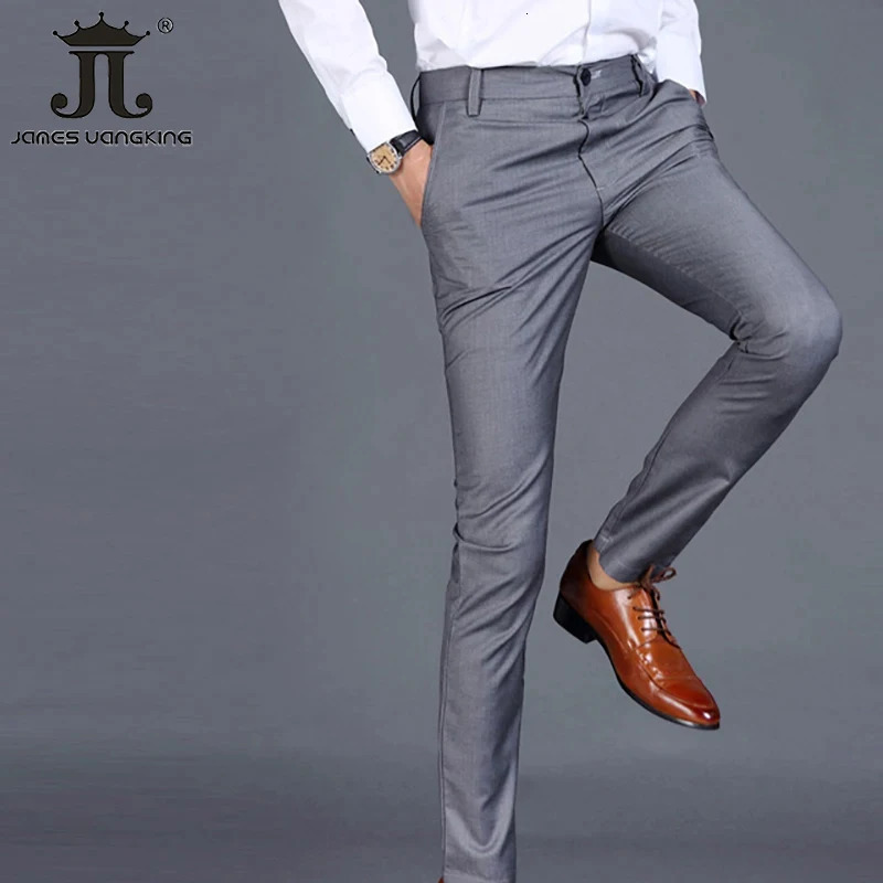 M6XL Mens Casual Suit Pants Lumbar Stretching Highquality Pure Color Formal Business Office Male Trousers Superior Quality 240806