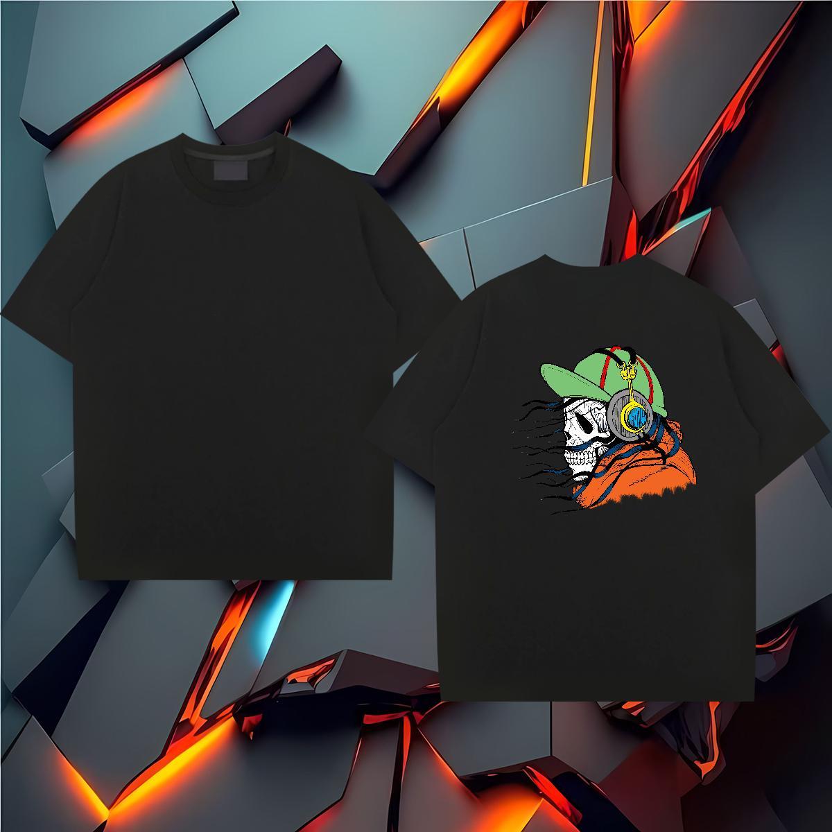 New Designer T-Shirts skull Wear 230g Cotton Daily Wear Unisex Custom Cartoon Crew Neck Breathable Tshirts