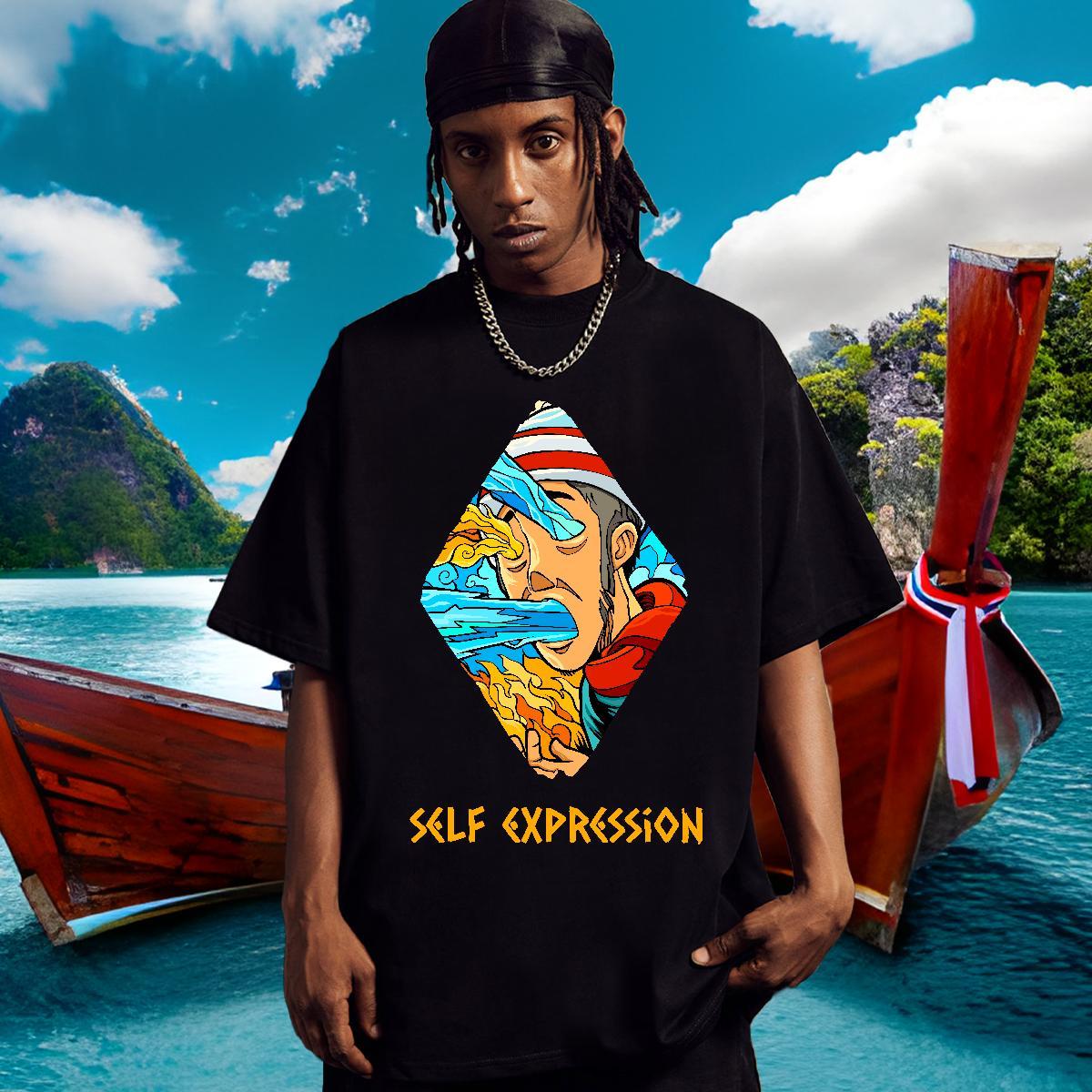 Custom T Shirt For Man portrait Clothings 230g 100% Cotton Sport Wholesale Skull Breathable Crew Neck Mens Tshirts