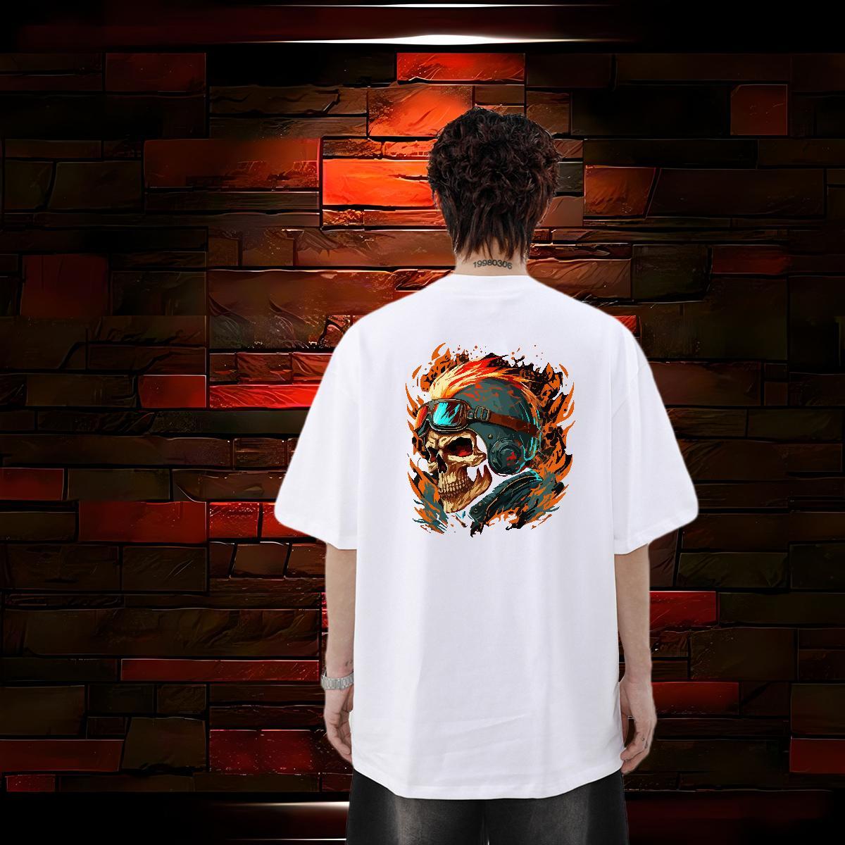 Wholesale Men T Shirts skull Tops Tees 230g 100% Cotton Sport High Quality Customized Print O Neck Short Sleeves Men Tees