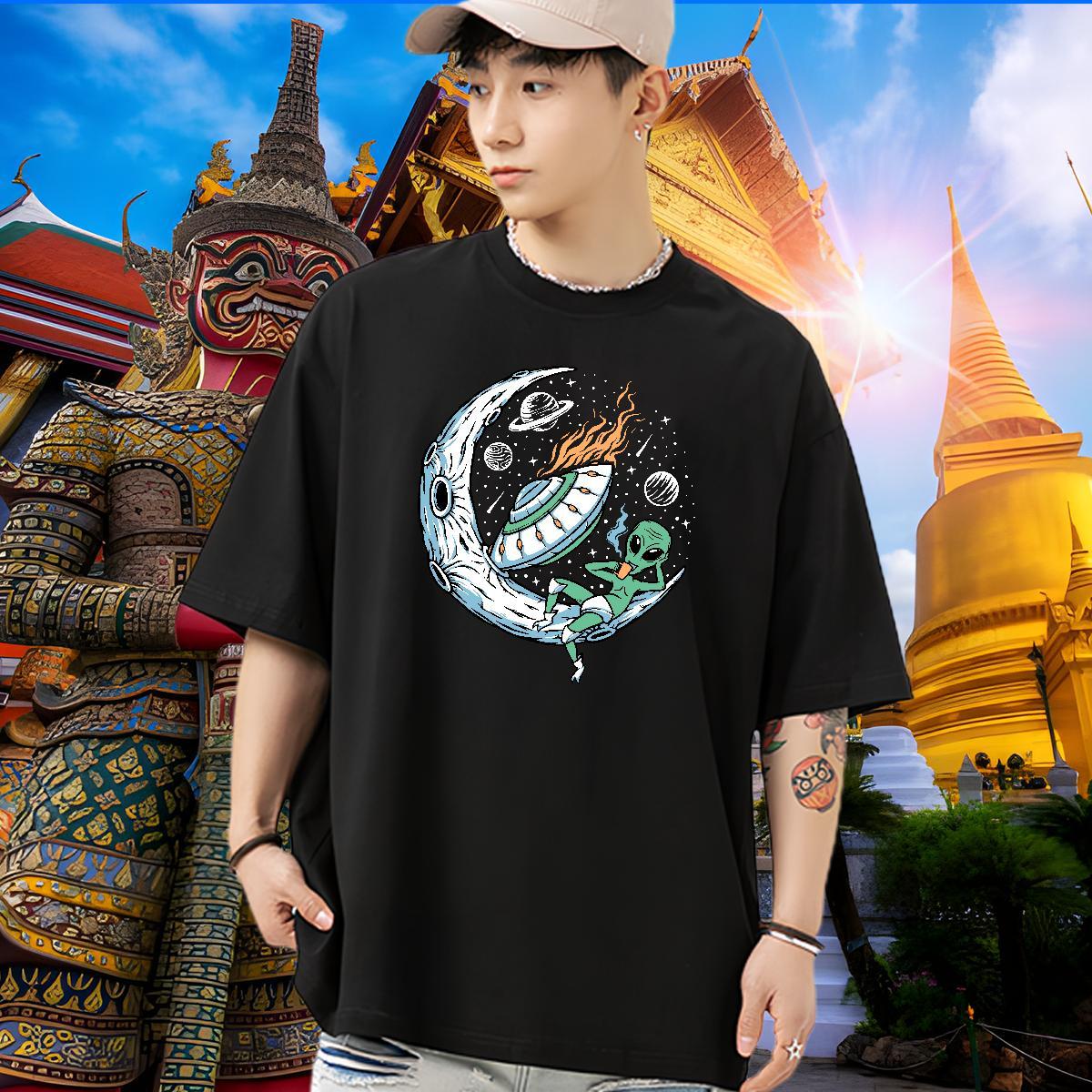 Factory Direct T Shirts Men ET Tops Tees 230g Cotton Summer Casual Wholesale Anime Print Breathable Soft Tshirt for Man Woman