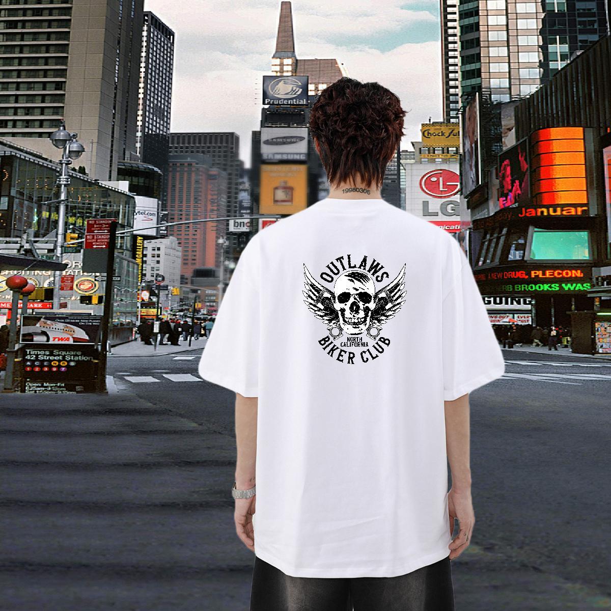 Fashion Casual T shirt logo Tops Tees 100% Cotton 230g Street Casual Brand Oversized Breathable Short Sleeve Men Clothes T-Shirt