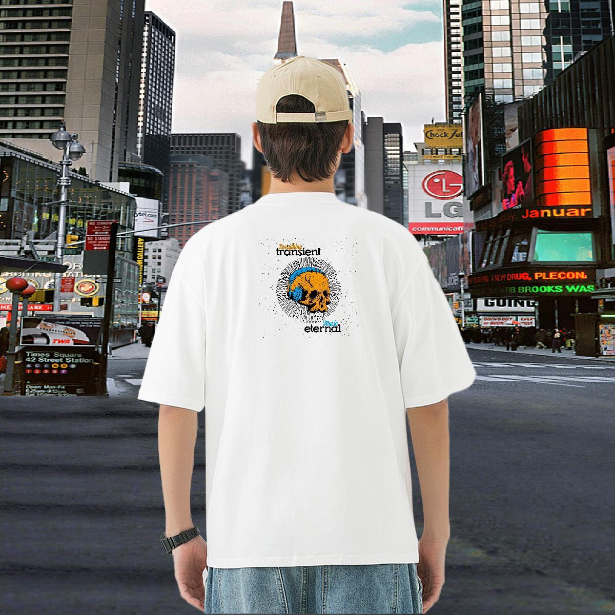 Brand Man T Shirts skull Polos 230g 100% Cotton Casual Free Shipping DIY Logo Oversized Breathable Short Sleeve Men Tops Tees