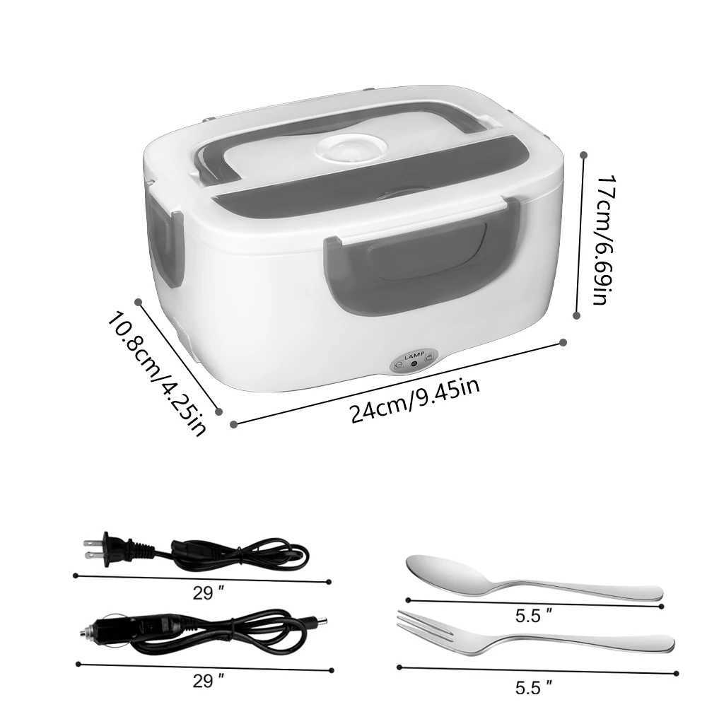 2In1 Electric Heating Lunch Box Portable Stainless Steel Liner Bento Lunchbox Food Container Bento Box for Car Home 12V 110VM240807