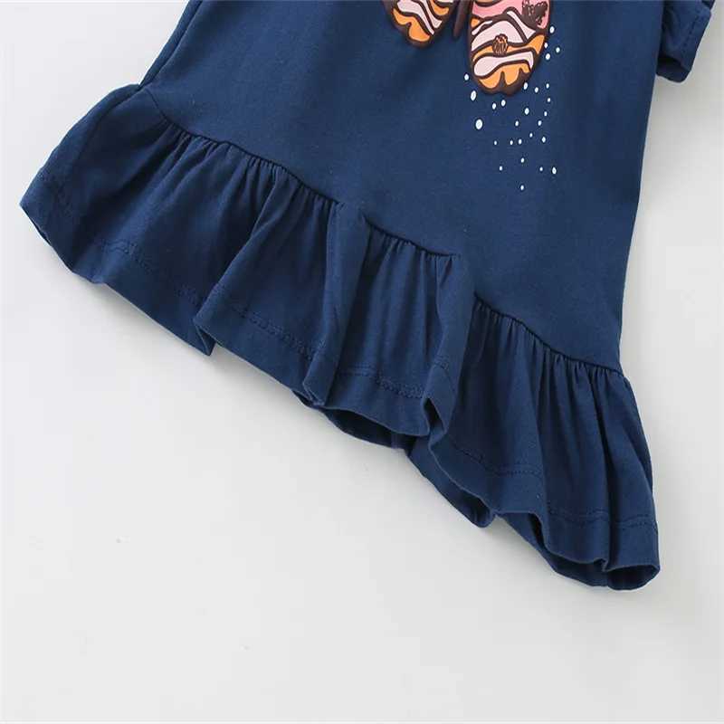 Jumping Meters 2-7T Butterfly New Arrival Summer Girls T-shirt Baby Clothing Flying Sleeve Childrens T-shirt Top Childrens ClothingW240718