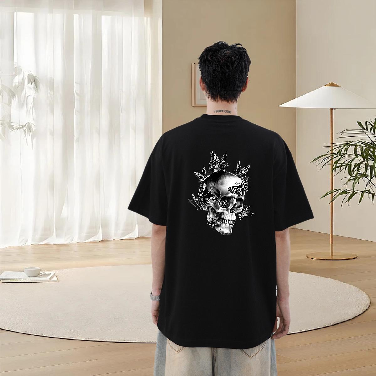 Customized T Shirts Men butterfly Tees 230g 100% Cotton Home Outdoor Wholesale Oversized Short Sleeve O-Neck Men Tshirts