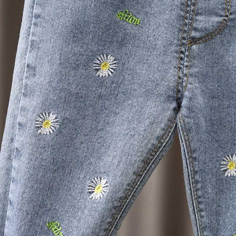 Jeans Light Color Jeans Girls Straight Pants Denim Casual Trousers Kids Clothes 1-5 Years Baby Stretch Elastic Waist Bottoms