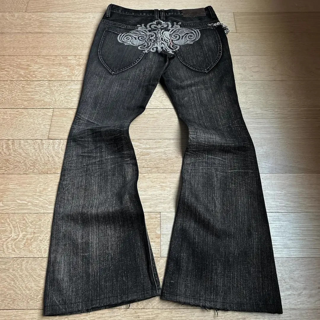 Harajuku Old Slim Black Jeans Summer Street Hip Hop Punk Mens and Womens Casual Y2K Micro Flash Tear 240816