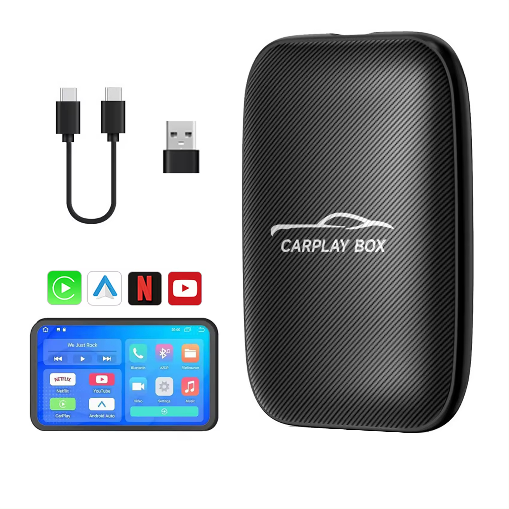 CP2B carplay ai box closed android system RK3326 chipset 2GB + 8GB wireless carplay adapter youtube netflix android app car play box