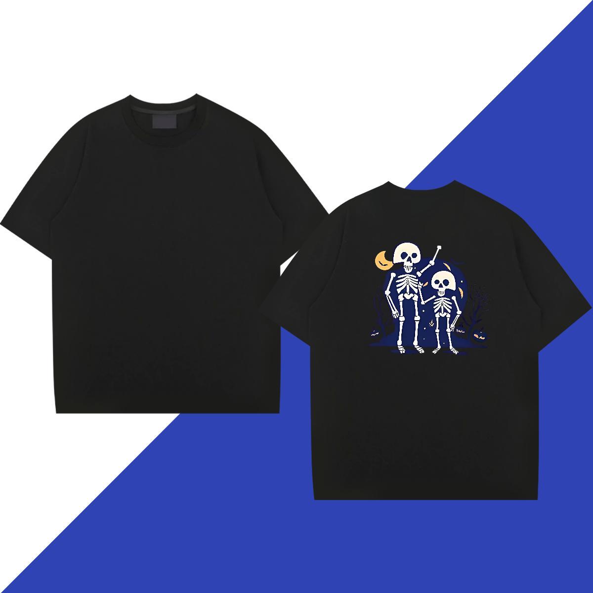 DIY T Shirts Men skull Tshirts 230g Pure Cotton Summer Casual Cool Plus Size Cartoon Crew Neck Breathable Men Tops Tees