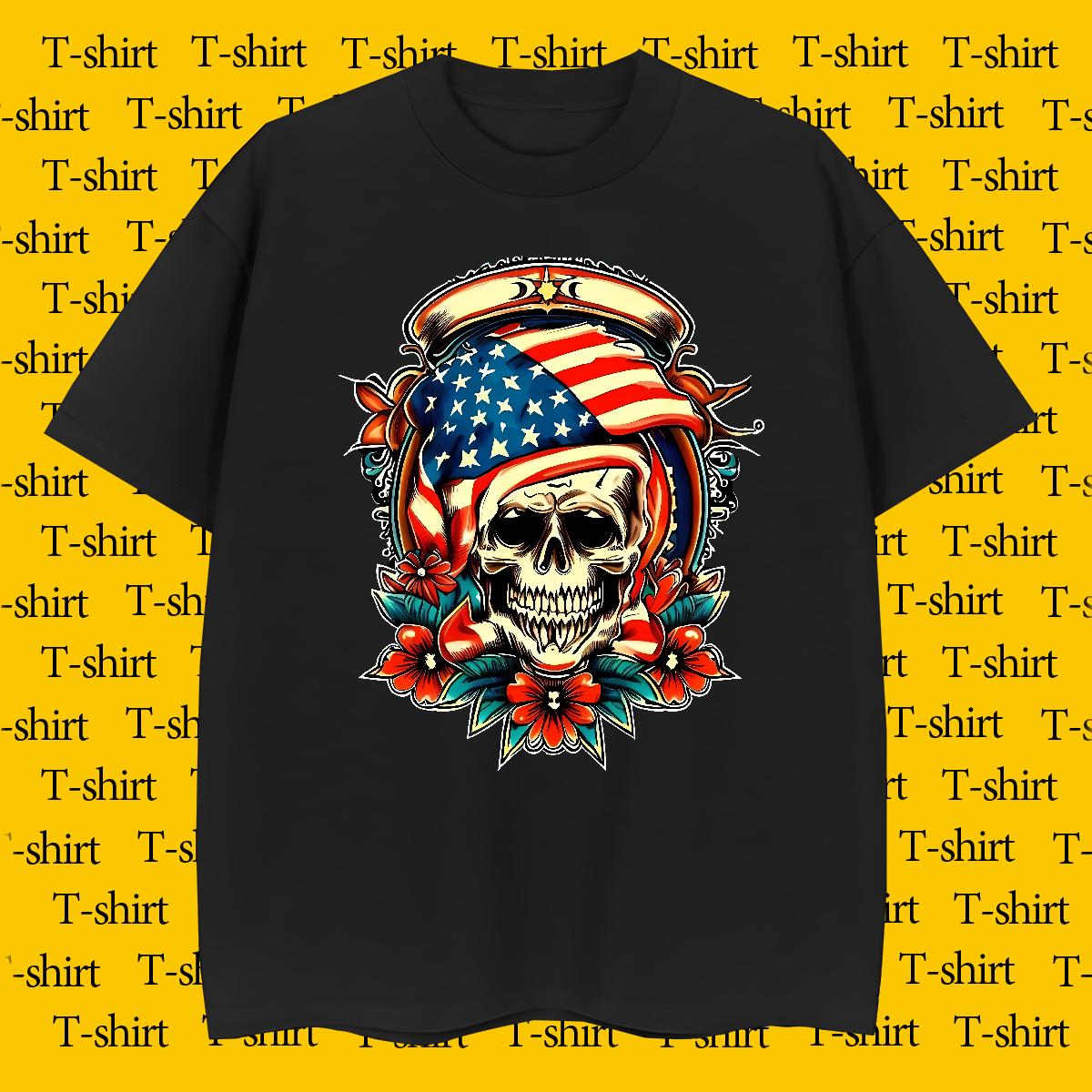 Comfortable T Shirts Men DarkSister 230g Pure Cotton Street Breathable Short Sleeve Men Tees Fashion Design Skull Wear