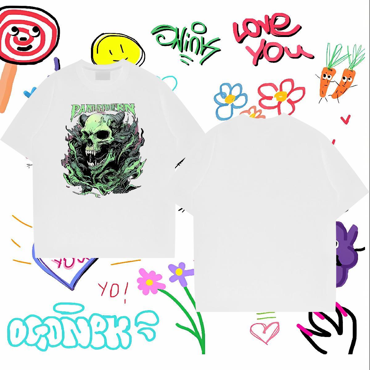 Designer Fashion Mens T Shirts skull Tees 100% Cotton 230g Daily Outfit Brand Custom Print Oversized Short Sleeve Soft Mens Tshirts
