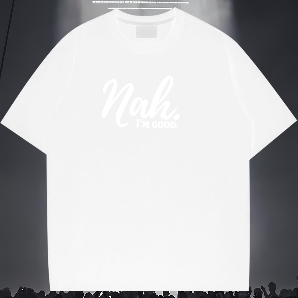 Classic Casual Man T Shirts letter Top Tees 230g Pure Cotton High Street Hip Hop Loose White Plus Size Short Sleeve O-Neck Men Tees