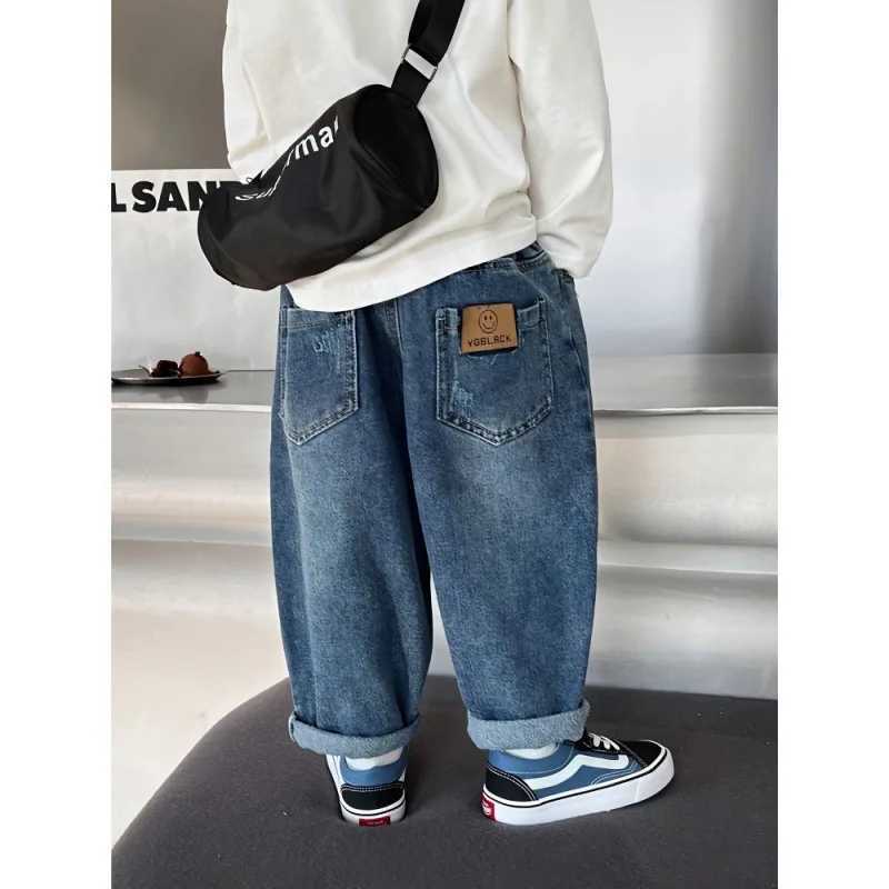 Jeans Boys Jean Pants Long Trousers Cotton 2024 Fashion Spring Autumn Babys Kids Pants Teenagers Outwear Childrens Clothing
