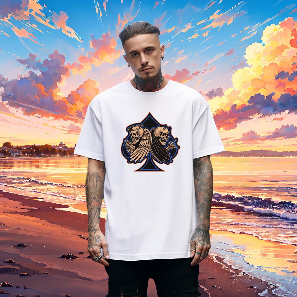 Custom Mens T Shirts skull Wear 230g Pure Cotton Sports Casual Designer Cartoon Printing L-4XL Short Sleeve Soft Couples T Shirts