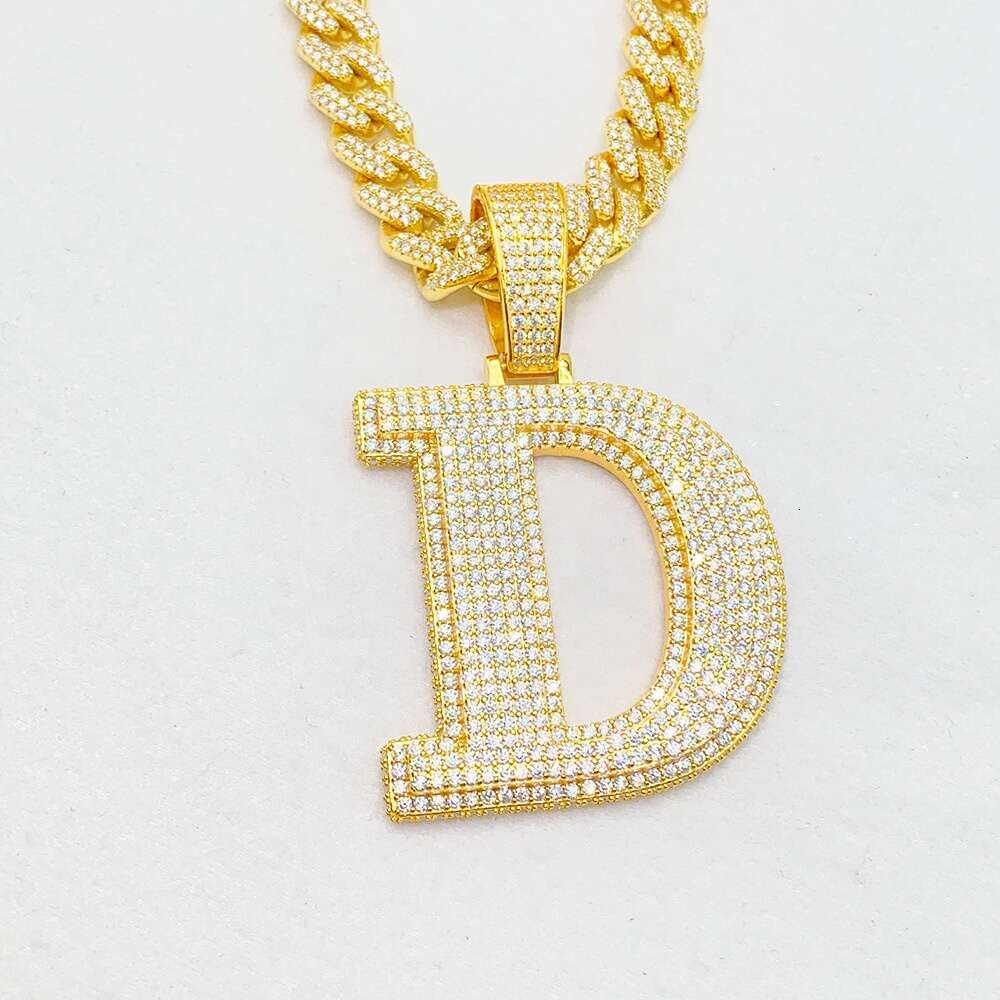 Gold S Sterg Sier vvs Moissanite Dia Initial Letter Custom Iced Out Pendant Hip Hop Jewelry