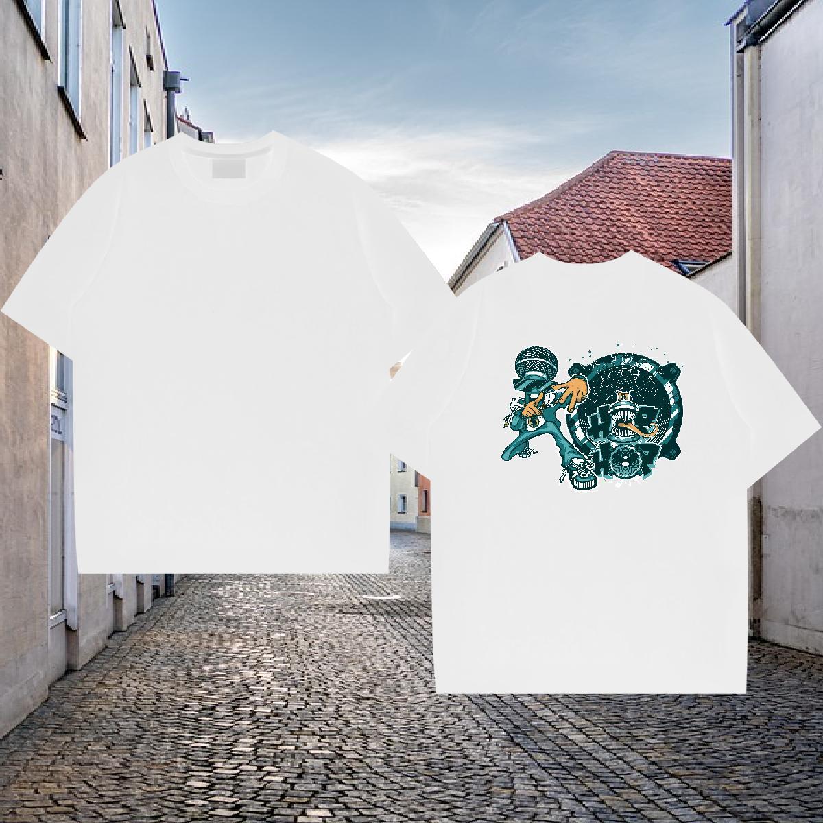 2024 Summer T-Shirts for Men ET Tees Shirts 230g 100% Cotton High Street Hip Hop Soft Custom Printing Breathable Short Sleeve Men Tops Tees