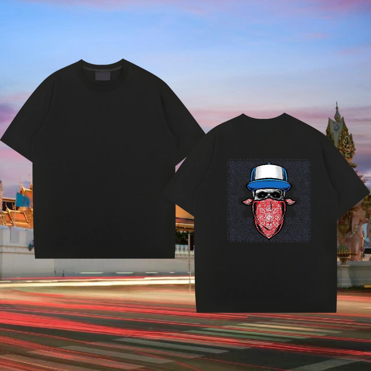 2024 DIY T Shirt For Man skull Tees 230g Cotton Casual Daily Wear Classic Customized Crew Neck Tshirts