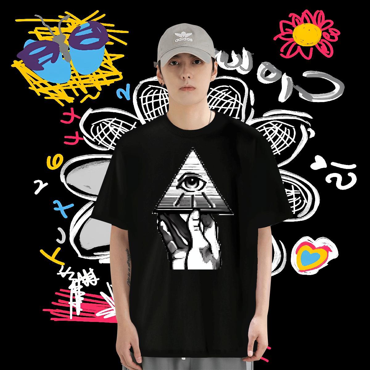 Factory Direct T Shirts Men eye of the devil Tee Shirt 230g Cotton Casual Beach Classic Oversized O-Neck Short Sleeve Couples T Shirts
