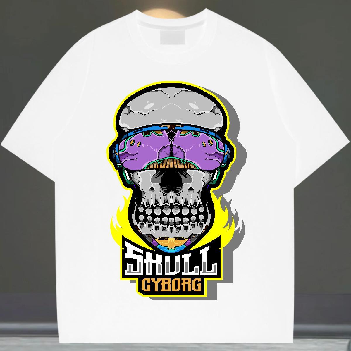 Fashion Design T-Shirts skull Tops Tees 230g Pure Cotton Summer Casual Popular Customized Short Sleeve O-Neck Tshirt for Man Woman
