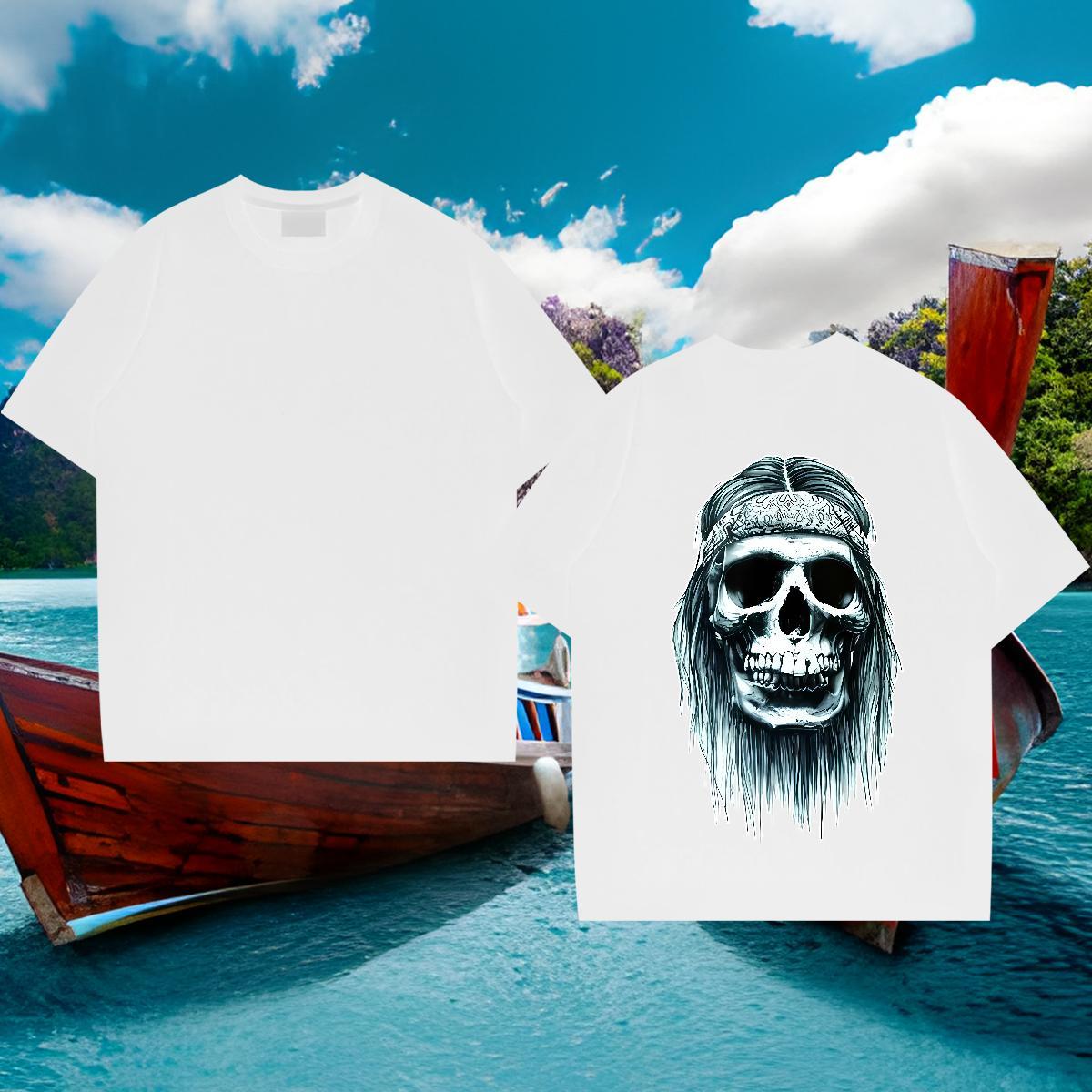 Brand T-Shirts for Men skull Tees 230g Pure Cotton Sports Casual Soft Anime Short Sleeve Soft Men Tops Tees