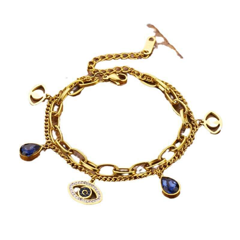 Elegant Dual-Layer Titanium Steel Bracelet for Women Featuring a Classic Devil's Eye Design