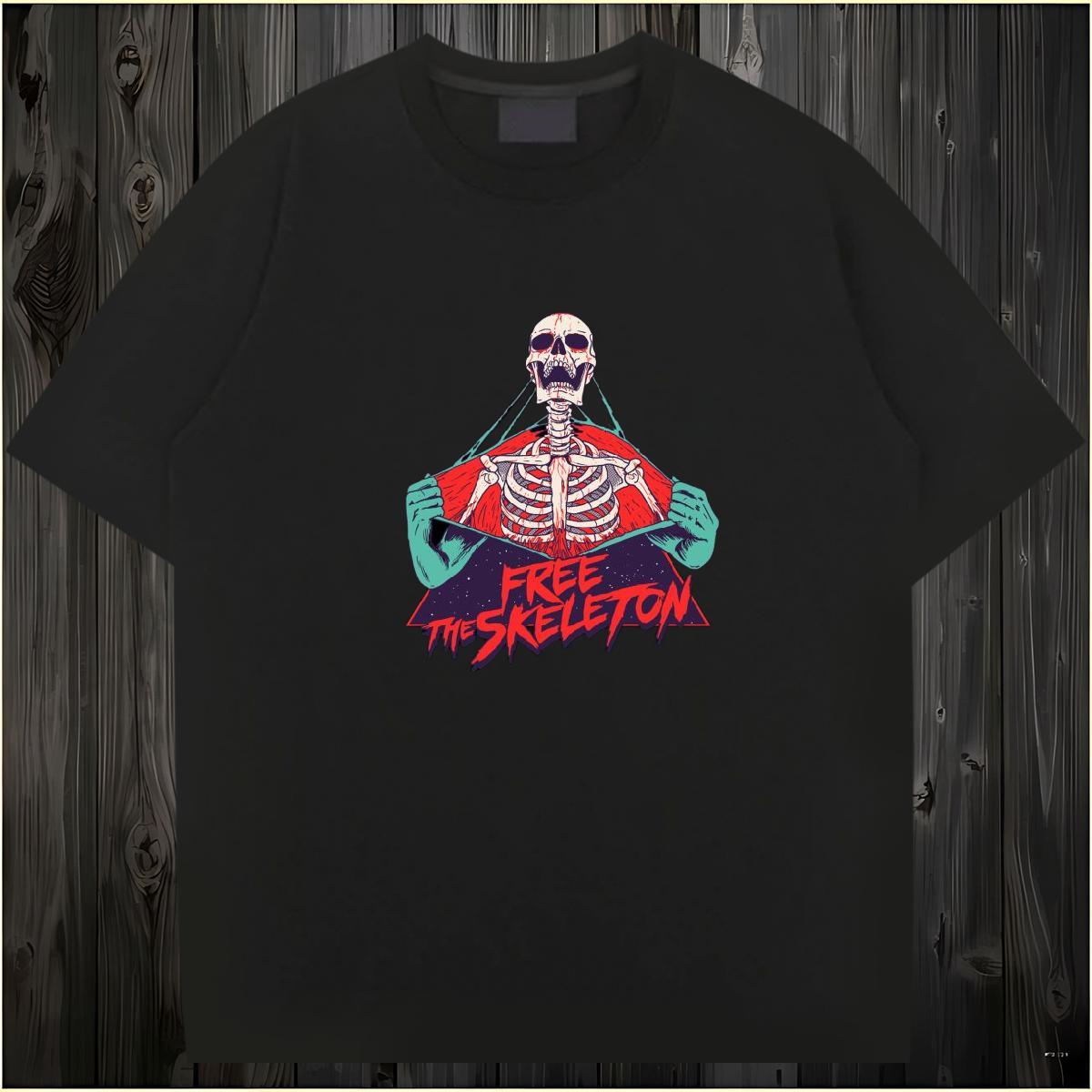 Fashion New Mens T Shirts skull Clothings 230g Cotton Anime Printing Street TOP Quality Customized Print Breathable Crew Neck Men Tops Tees