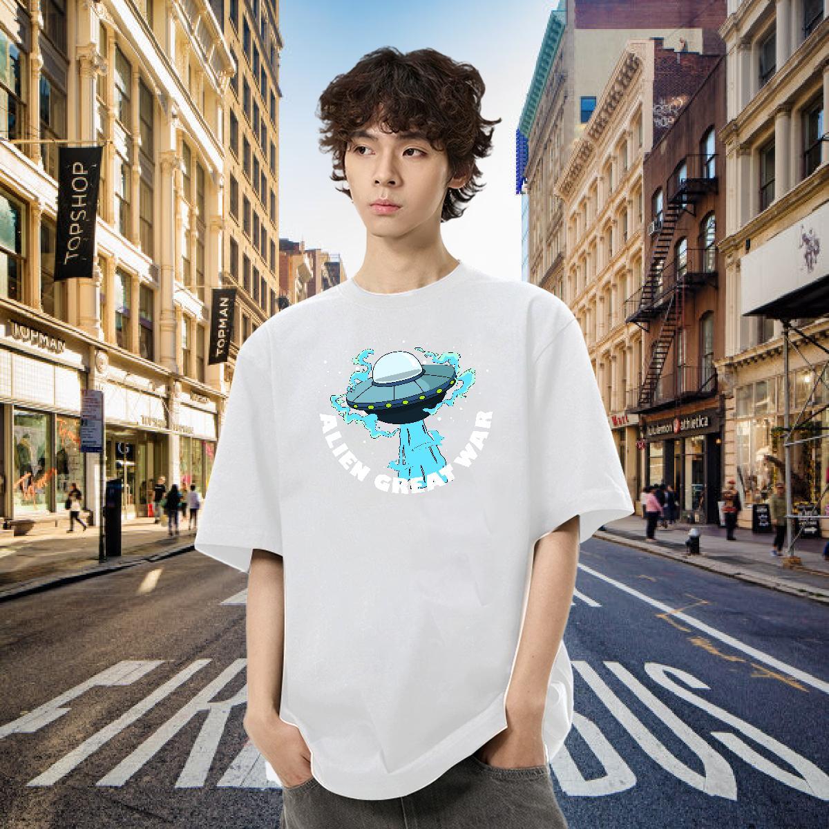 DIY T Shirts Men ET Tee Shirt 100% Cotton 230g Sports Casual Comfortable Graphic O-Neck Short Sleeve Men Clothes T-Shirt