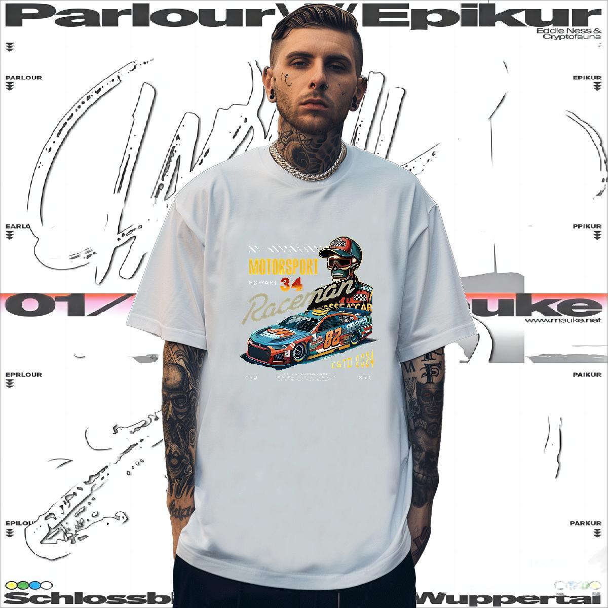 Custom T Shirt For Man skull Tees 230g Cotton Summer Casual Unisex Floral Print Crew Neck Men Tshirts