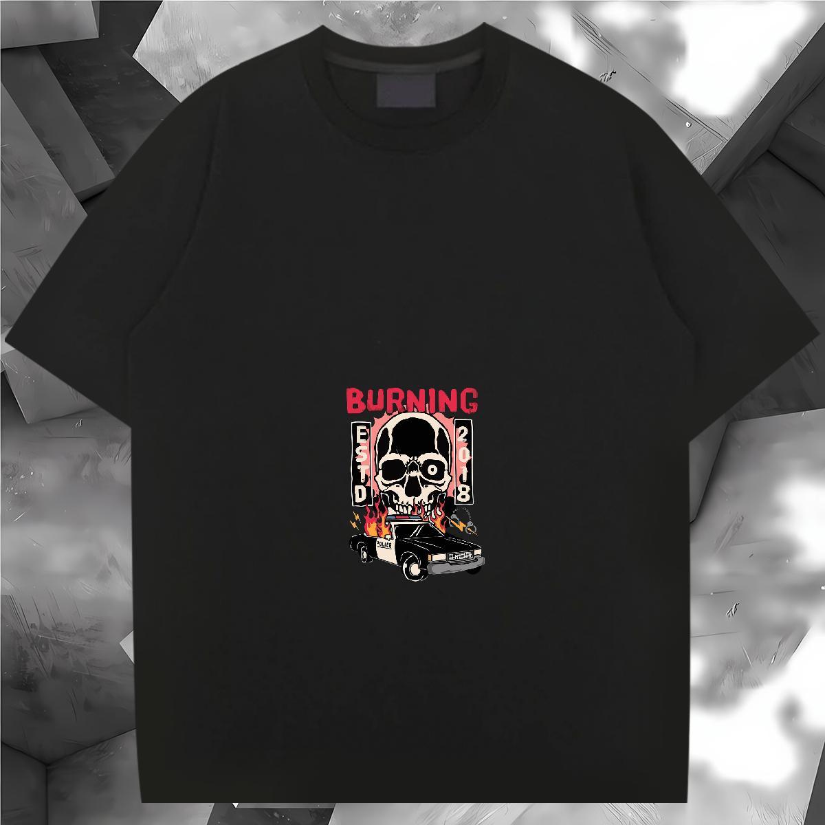 2024 Summer T Shirt For Man skull Clothings 230g Cotton Street wear Hip Hop Wholesale Custom Printed Short Sleeve Soft Mens Tshirts