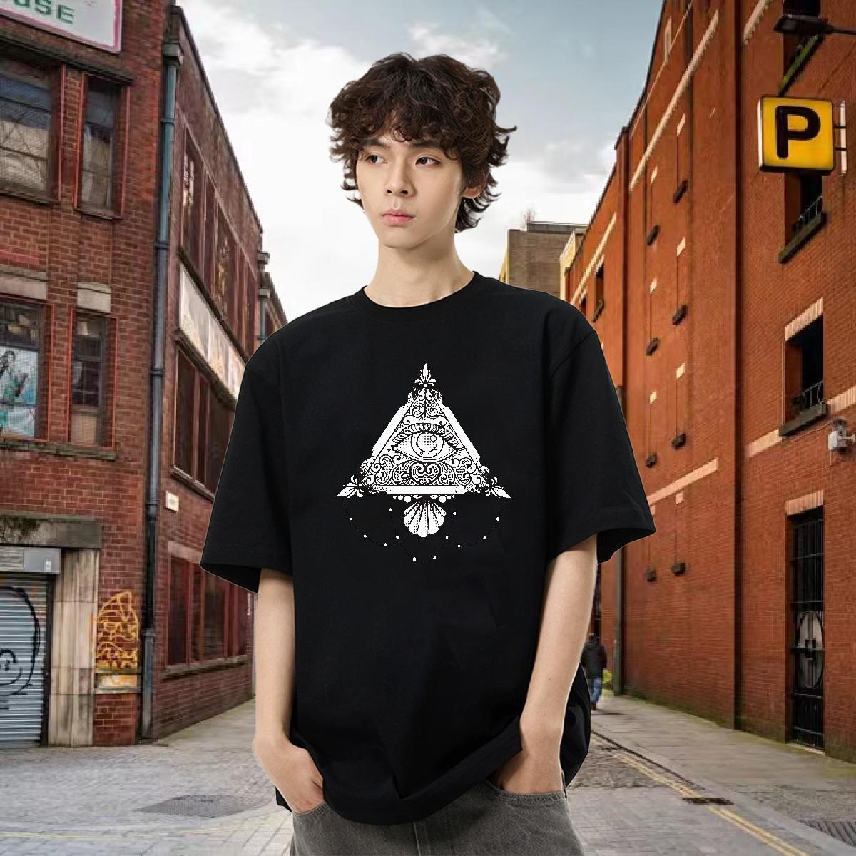 DIY Customized T Shirts Men eye of the devil Top Tees 230g Pure Cotton Casual Beach Cool Design DIY Printed Breathable Short Sleeve Couples T Shirts