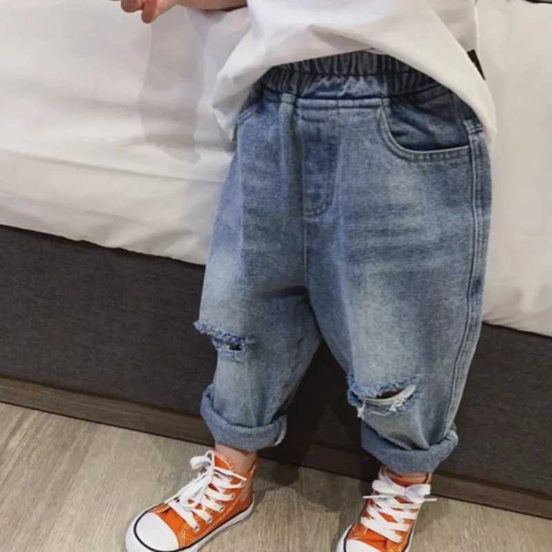 Jeans Boys Jean Pants Long Trousers Cotton 2024 Blue Spring Autumn Babys Kids Pants High Quality Childrens Clothing