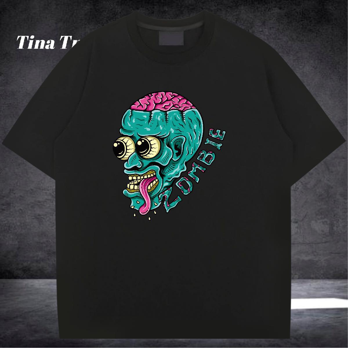 2024 Summer T shirt skull Tops 100% Cotton 230g Summer Casual Classic Oversized 3XL 4XL O Neck Short Sleeves Men Tees