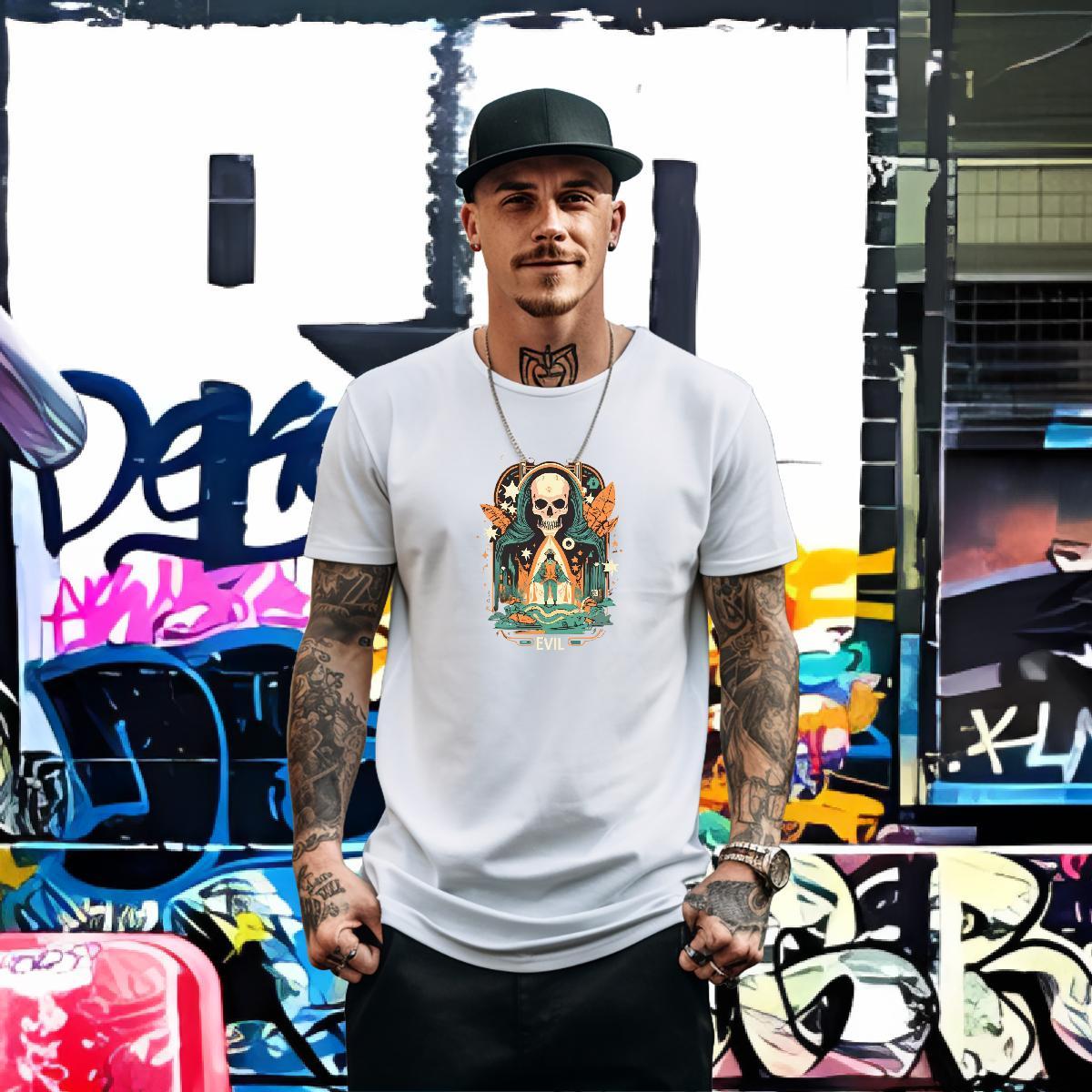 Fashion Designer Mens T Shirts skull Polos 230g 100% Cotton Casual Beach Cool Design Black White Round Neck Short Sleeve Couples T Shirts