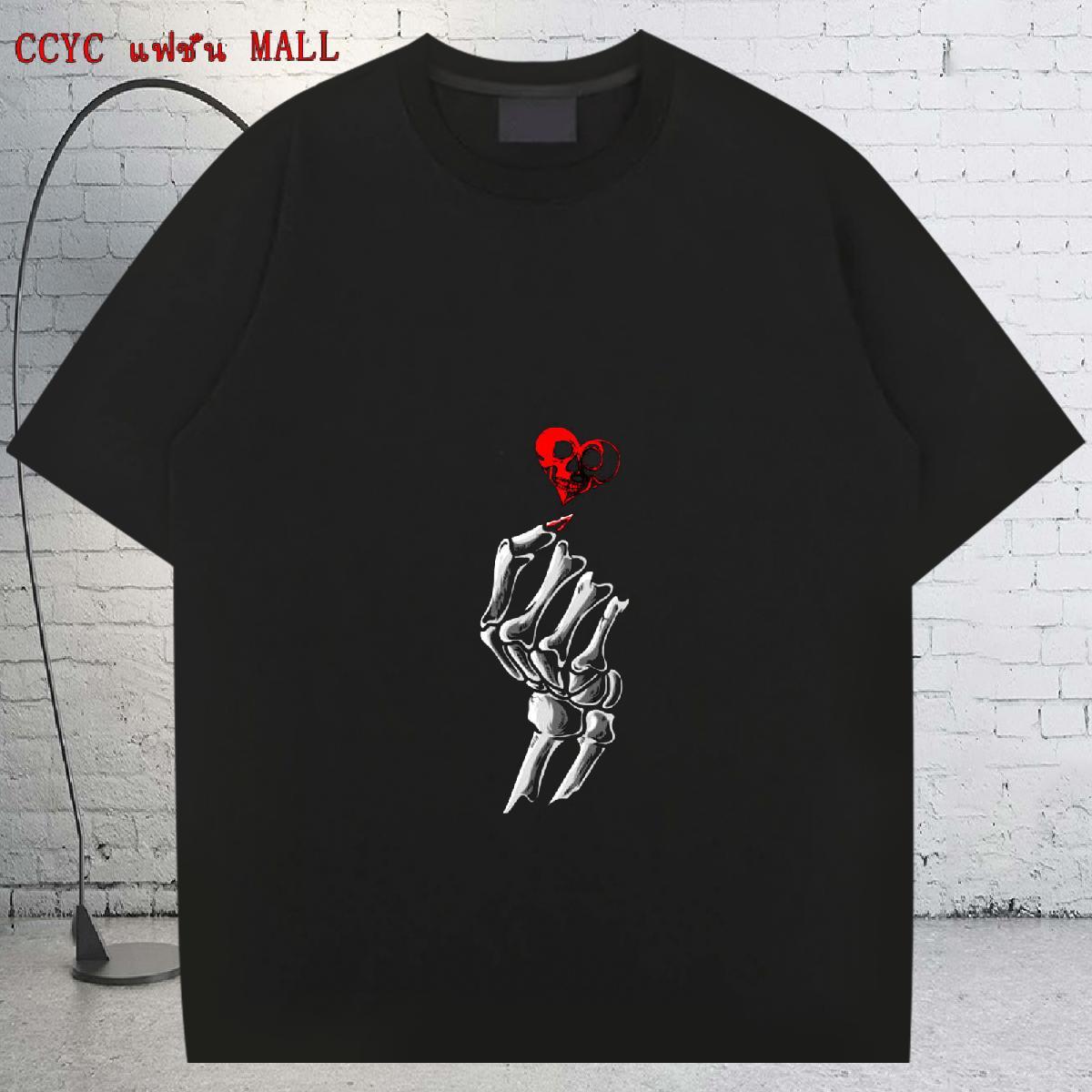 Brand Man T Shirts skull Tops Shirt 100% Cotton 230g Hip Hop Loose Fit Anime Print Short Sleeve Soft Mens Tshirts