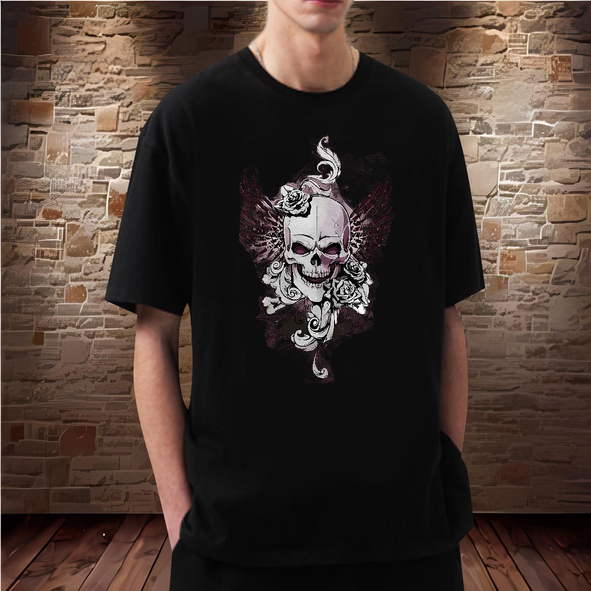 Factory Direct Man T Shirts skull Polos 230g Cotton Street wear Hip Hop Cool Design DIY Anime Breathable Short Sleeve Men Clothes T-Shirt