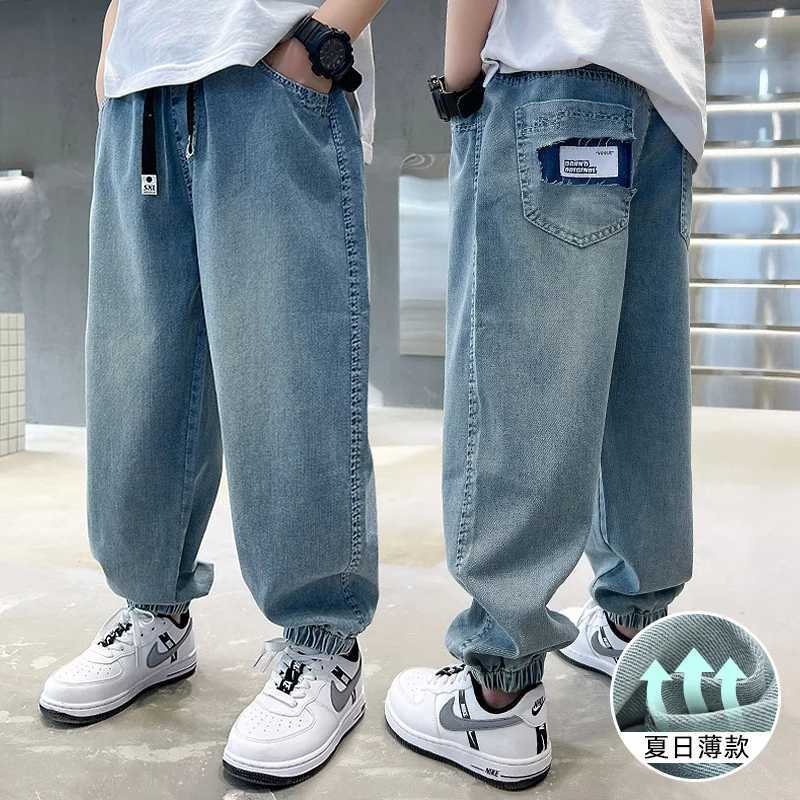 Jeans Boys Casual Pants Long Trousers Cotton 2024 Solid Spring Autumn Babys Kids Pants High Quality Childrens Clothing