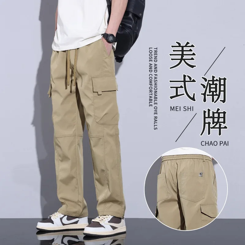 Versatile Long Casual Pants For Men Trendy American Style Straightleg Cargo Daily Use In Spring Summer Season 240806