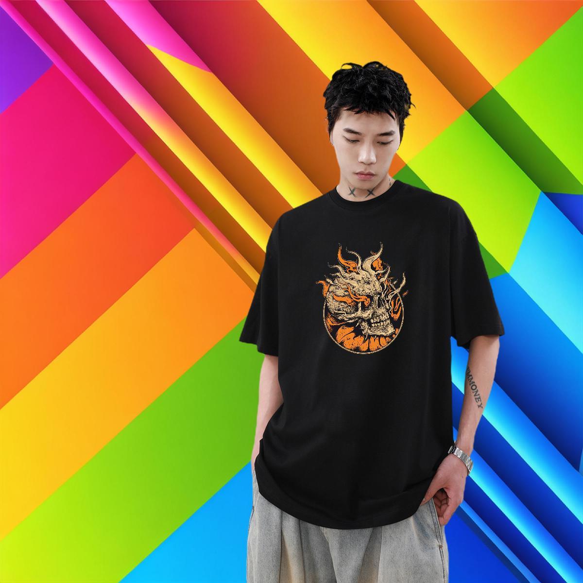 Fashion Design Man T Shirts skull Tees 230g Pure Cotton Casual Daily Wear TOP Quality Oversized 3XL 4XL Breathable Crew Neck Couples T Shirts