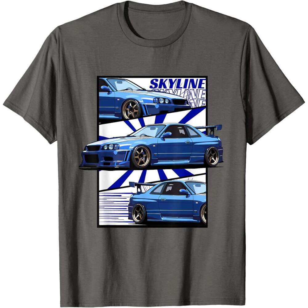 T shirt for Mens Jdm r34 Motorsport Drift sky line Car Comic Style Japan T-Shirt shirts tshirt graphic tee Casual tops summer clothes Short sleeve Fre