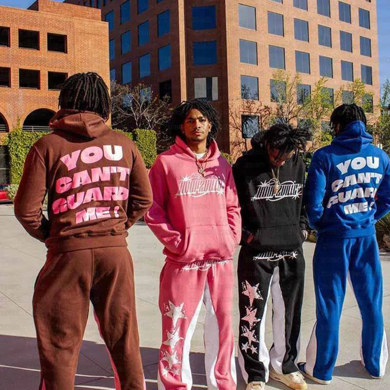 Gothic Men Hooded Sweatshirts Sweatpants Fall Winter Casual Pants Hoodie Y2k Streetwear Women Clothing 90s Vintage Kpop Clpthing 240807