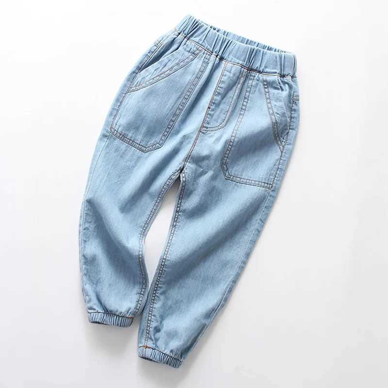 Jeans Summer kids boys girls clothes elastic band loose thin denim trousers for toddler children clothing out wear cool jeans pants