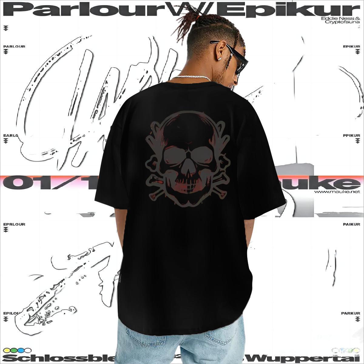 Stylist Men T Shirts skull Tops 230g Cotton Outdoor Loose Fit Customized O Neck Short Sleeves Tshirt for Man Woman